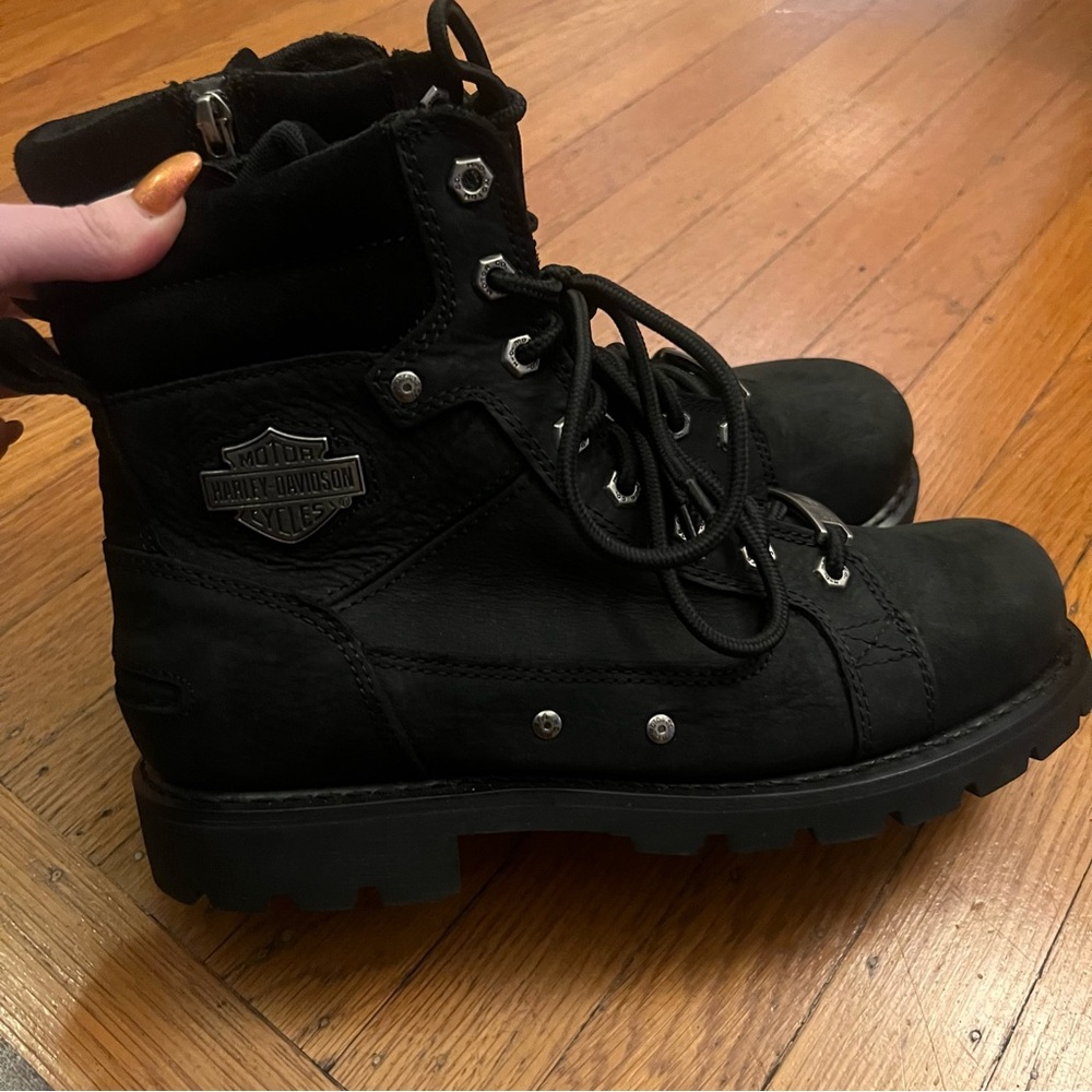 Harley Davidson men’s black boots 9.5 EUC leather work moto motorcycle